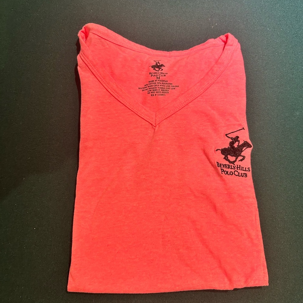 Beverly Hills Polo Club Pink V-Neck Tee